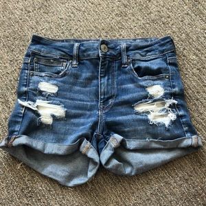 American eagle highwaisted distressed jean shorts